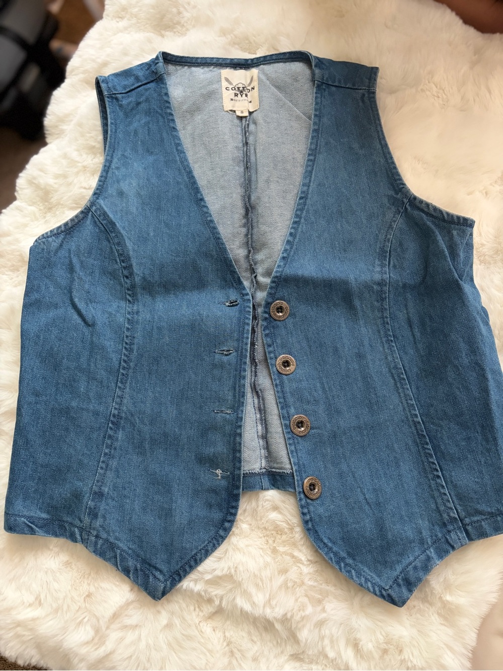 croft & barrow Denim Button Vest in Medium Blue